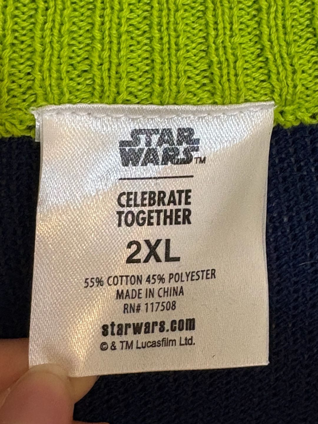 Star Wars Ugly Christmas Sweater Size 2XL Galaxy's Greetings Grogu 2