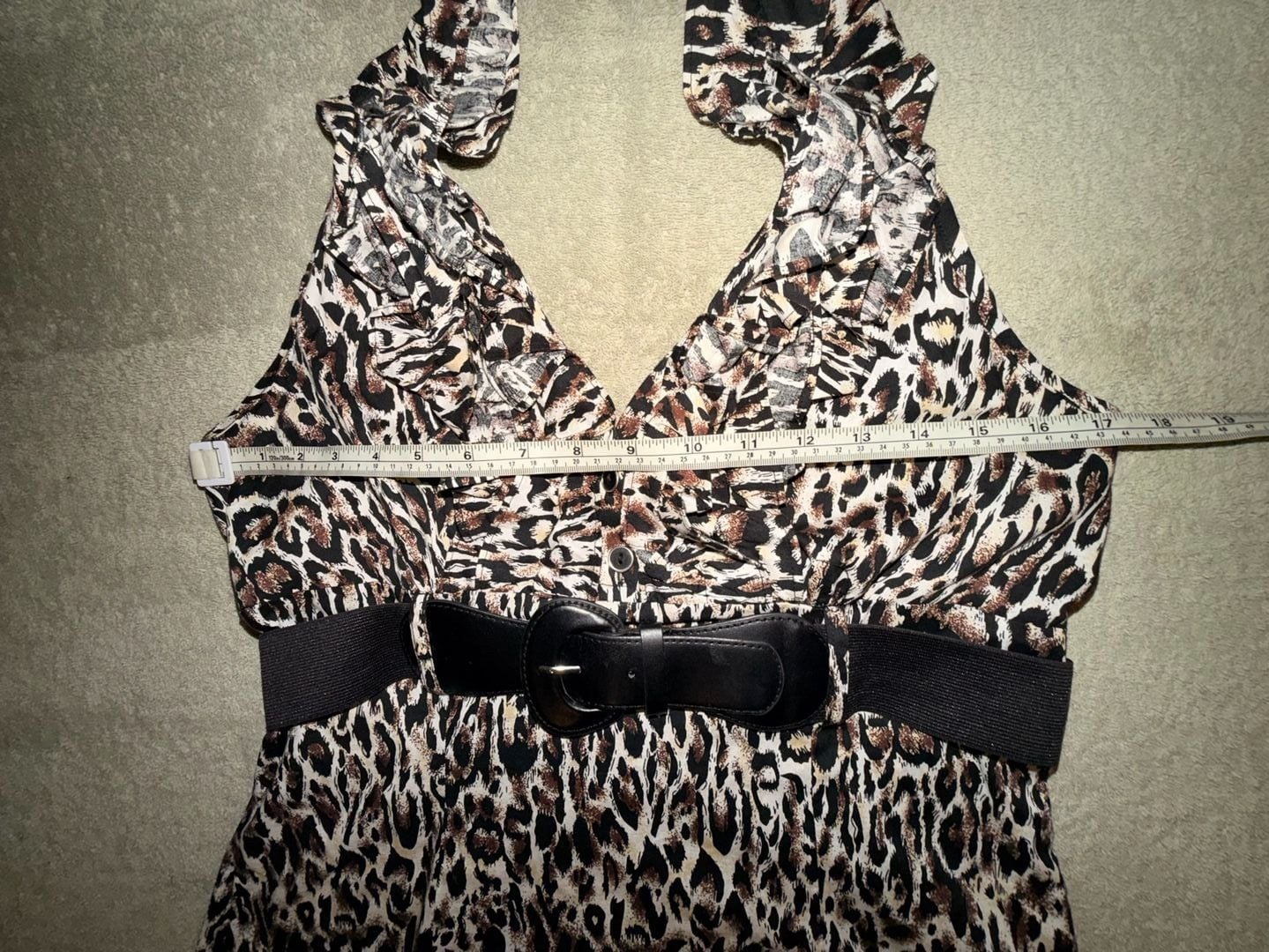Y2K Leopard Print Halter Top With Belt Animal Print 5