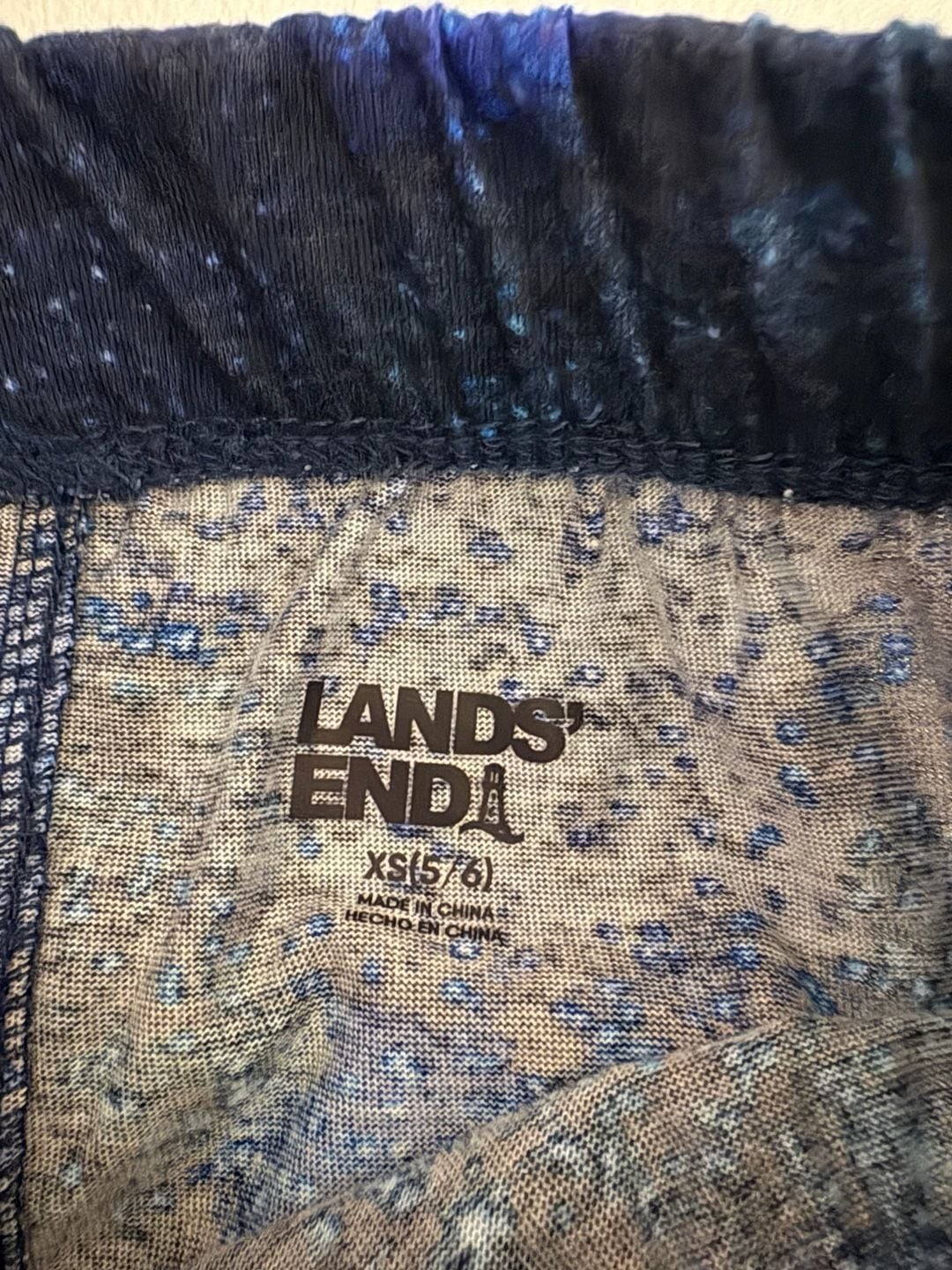 Lands' End Pants Size XS(5/6) Blue Galaxy Space Print Knit Lounge 2