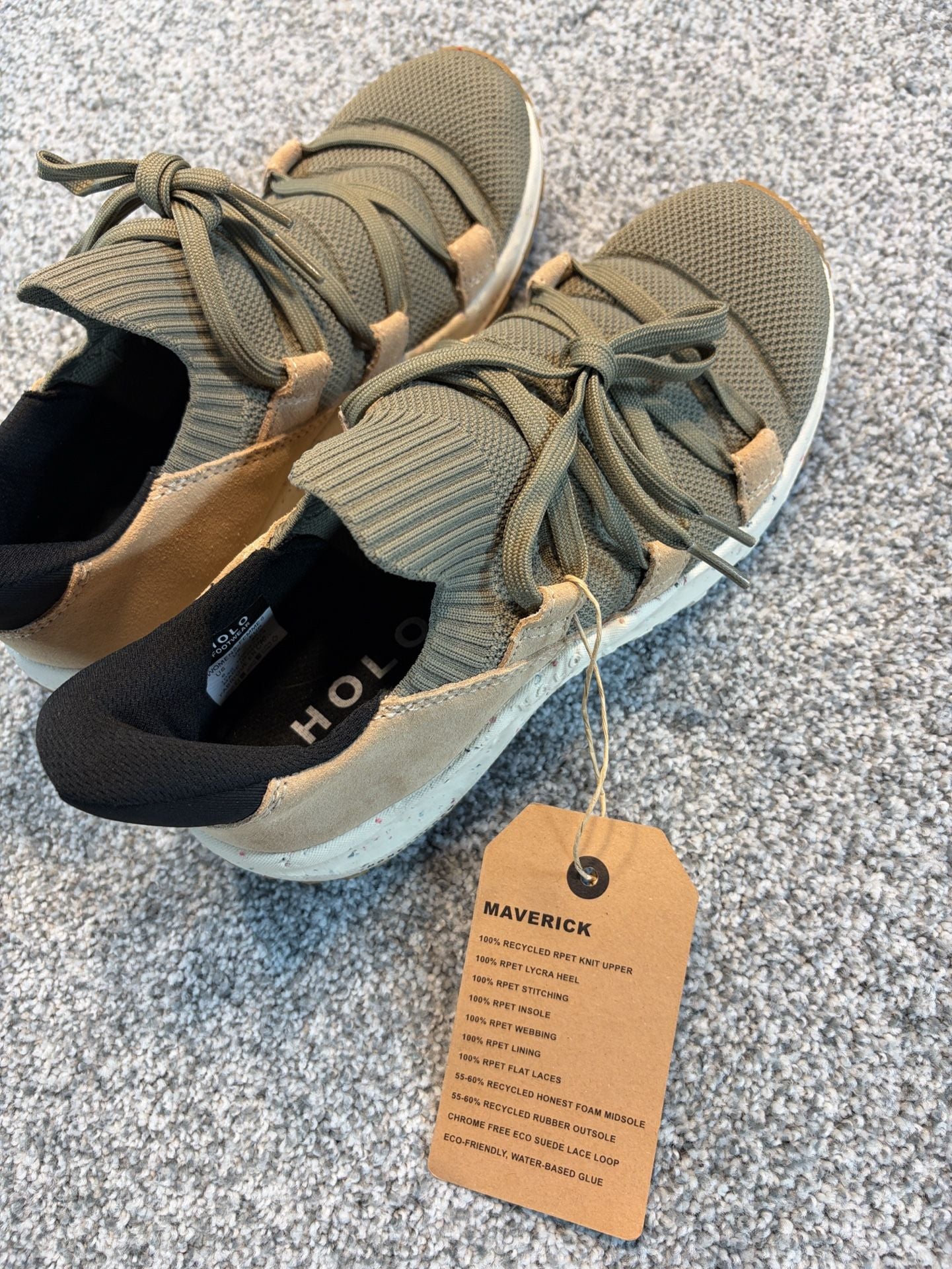 New Holo ECO Maverick Women’s Athletic Sneaker Size 9 Olive Green/Tan 8