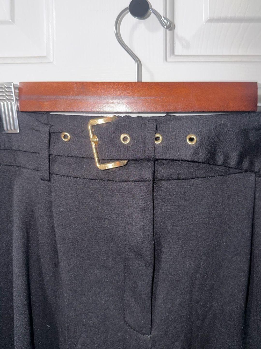 Michael Kors Belted Wide Leg Pants Size L Black 3