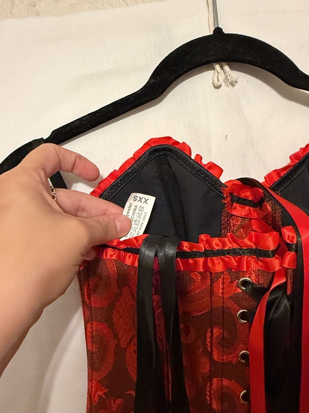 Fashion Costumes Corset Top Size XXS Red Brocade Ruffle 6