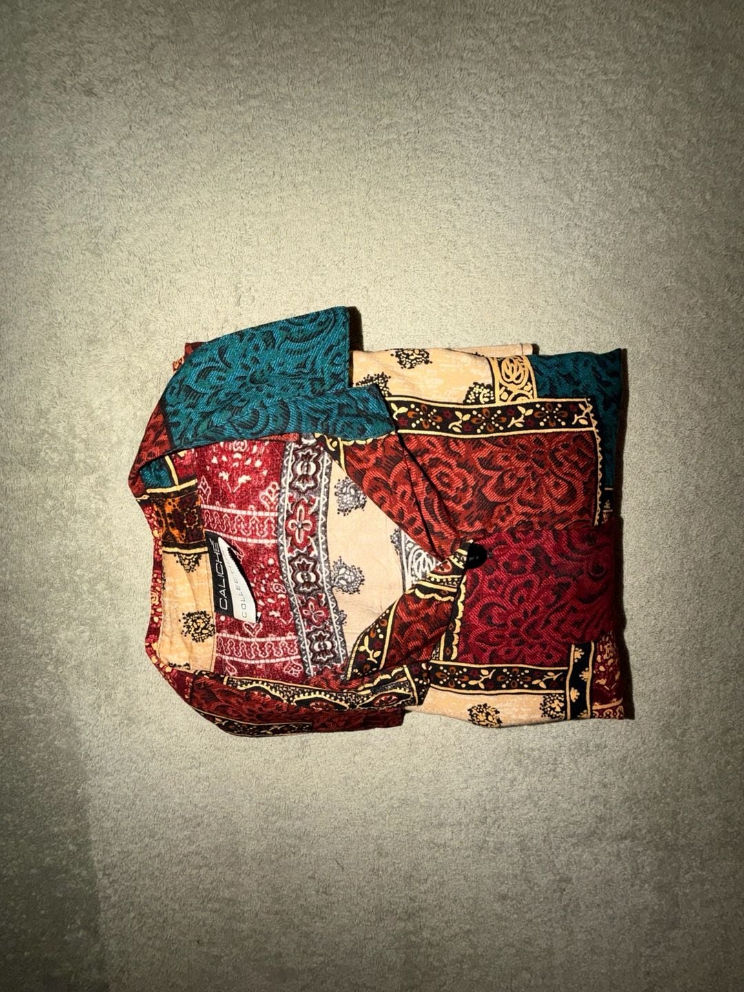 Caliche Collection Women’s Vintage Patchwork Short Sleeve Shirt Retro Boho 7