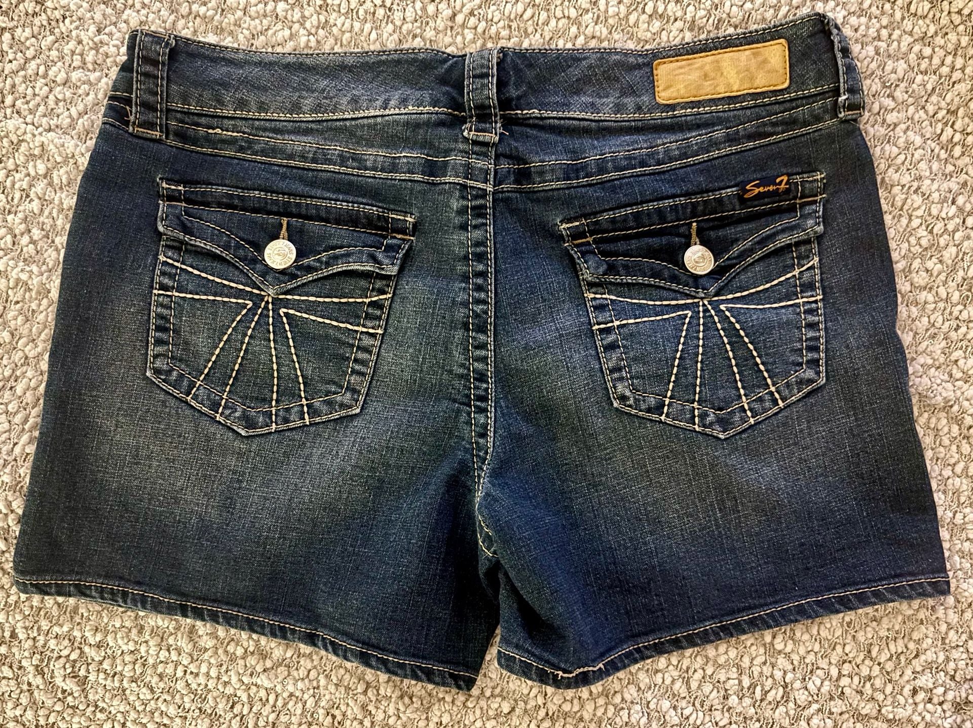 Seven7 Denim Jean Shorts Size 14 Flap Pockets Blue 3