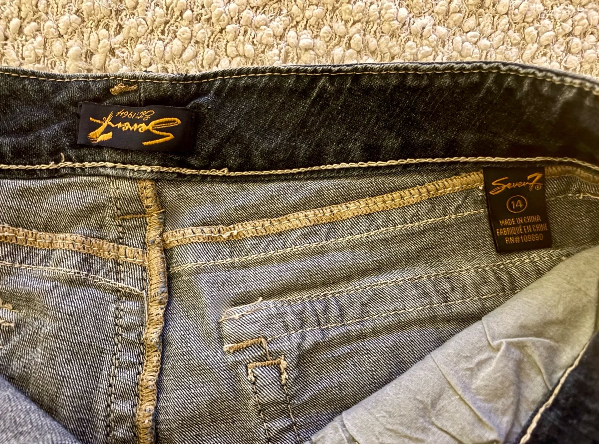 Seven7 Denim Jean Shorts Size 14 Flap Pockets Blue 5