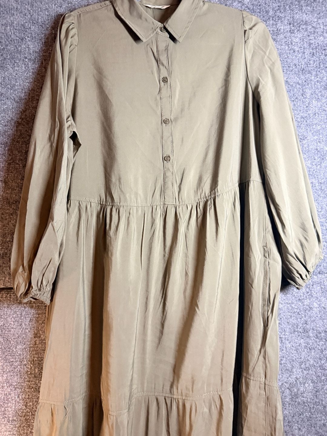 Max Studio London Dress Size L Green Tiered 3