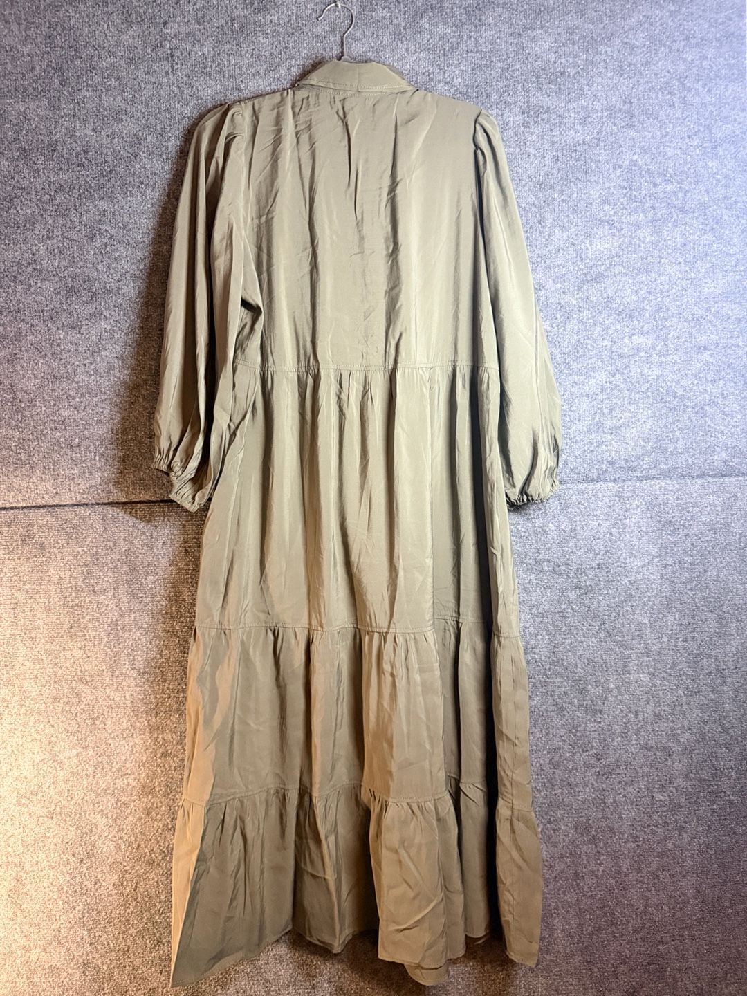 Max Studio London Dress Size L Green Tiered 6