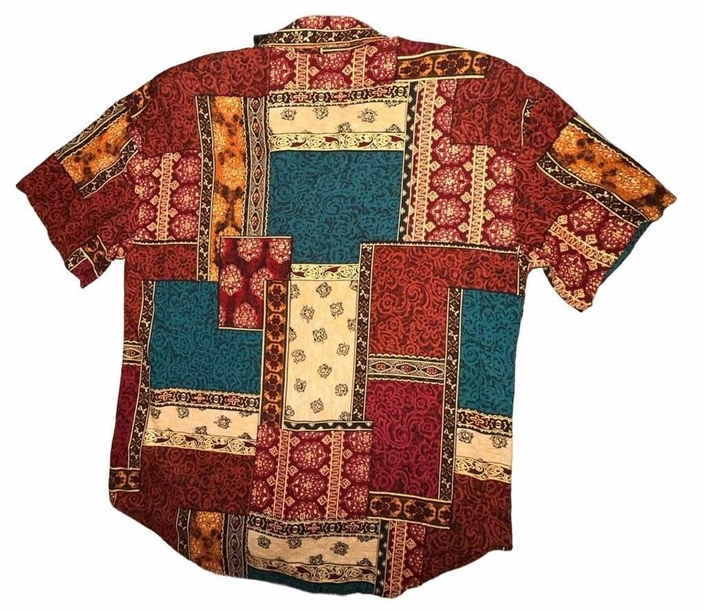 Caliche Collection Women’s Vintage Patchwork Short Sleeve Shirt Retro Boho 6
