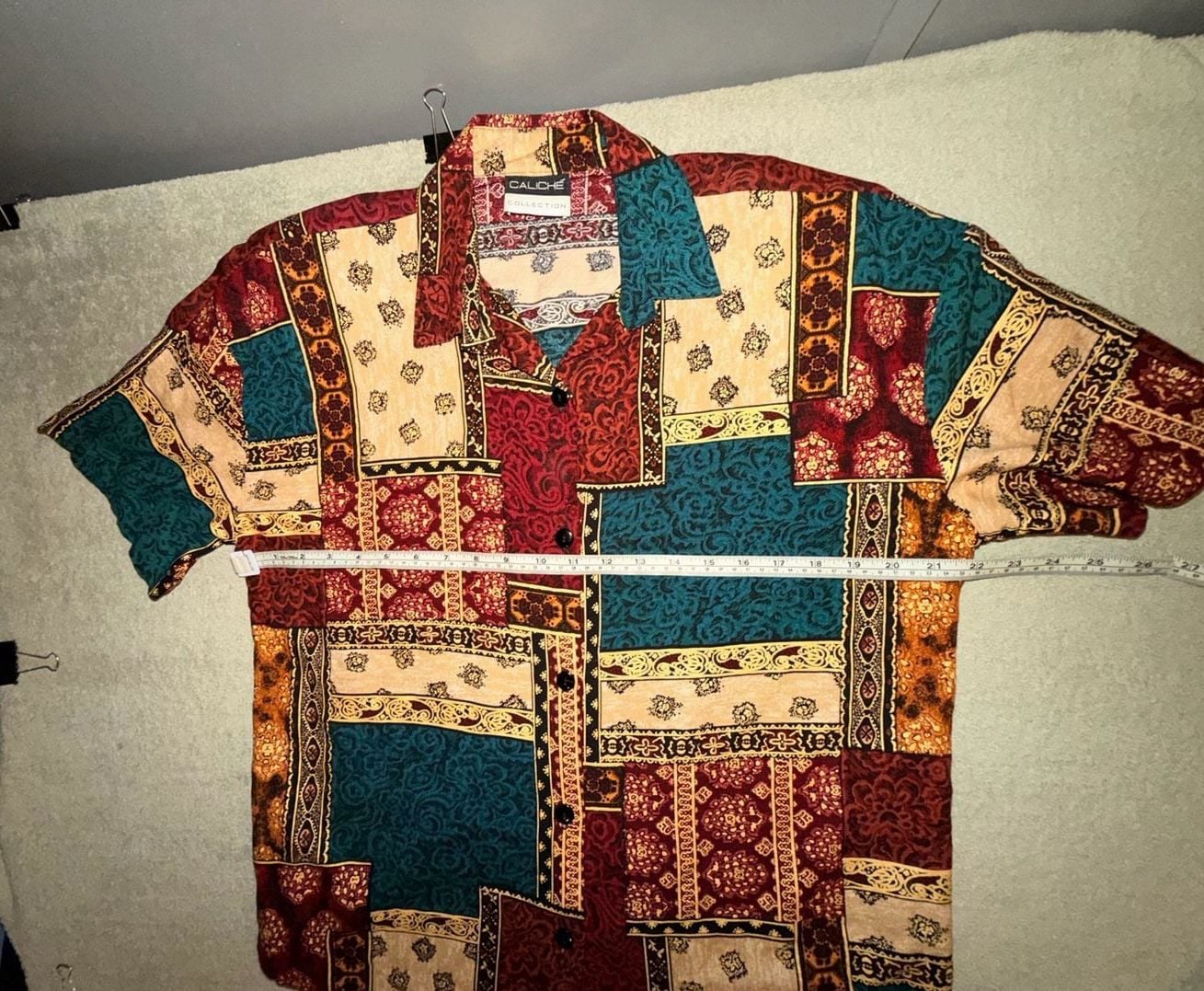 Caliche Collection Women’s Vintage Patchwork Short Sleeve Shirt Retro Boho 4