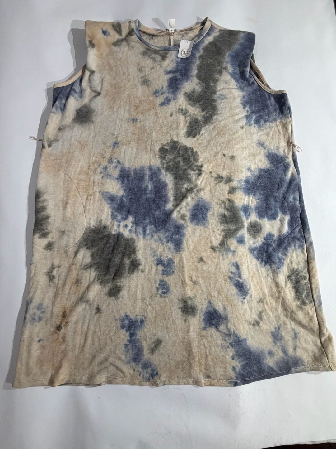 Cato Blue Beige Tie Dye Sleeveless Knit Shift Dress Size XL 2