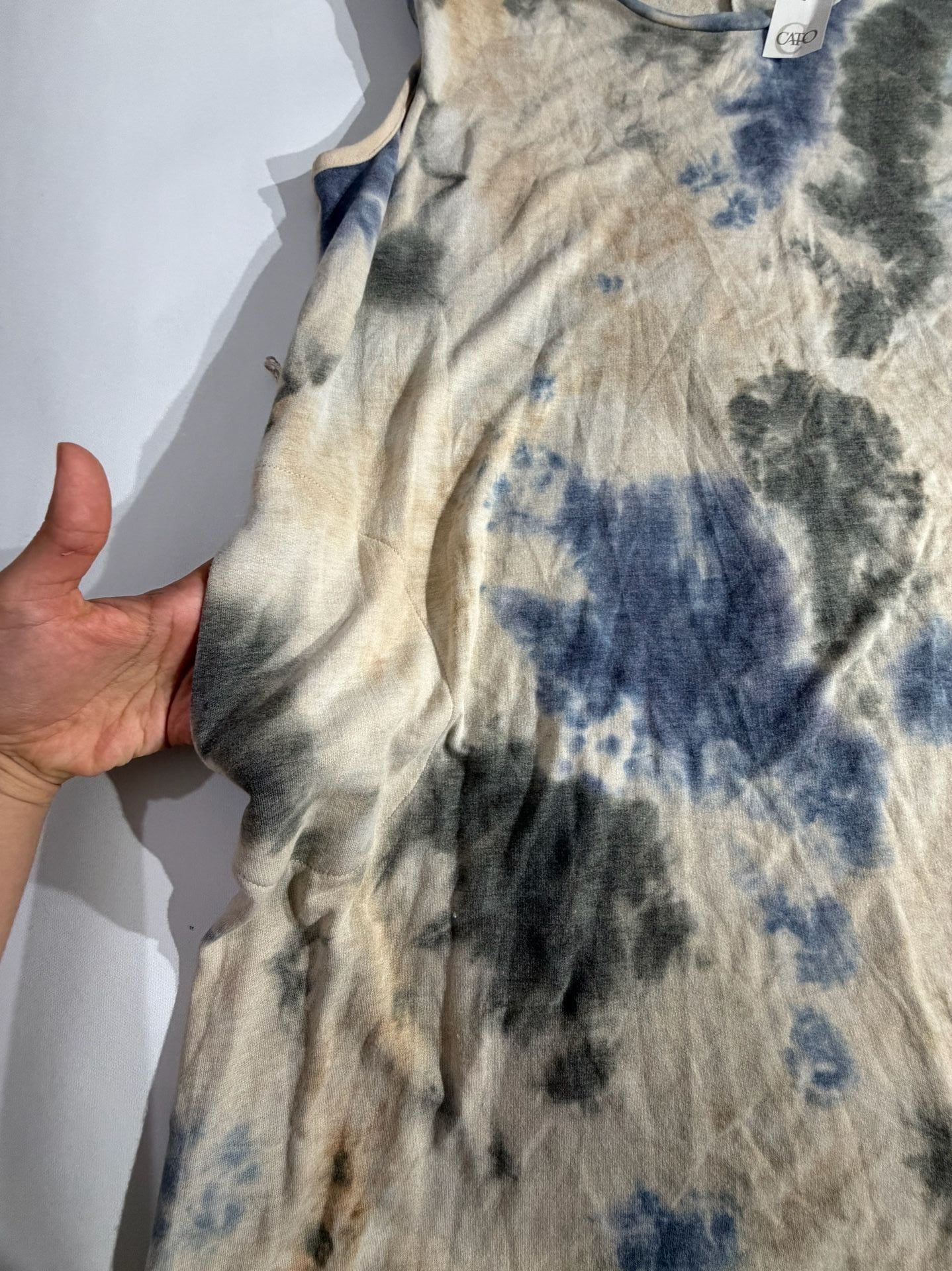 Cato Blue Beige Tie Dye Sleeveless Knit Shift Dress Size XL 4
