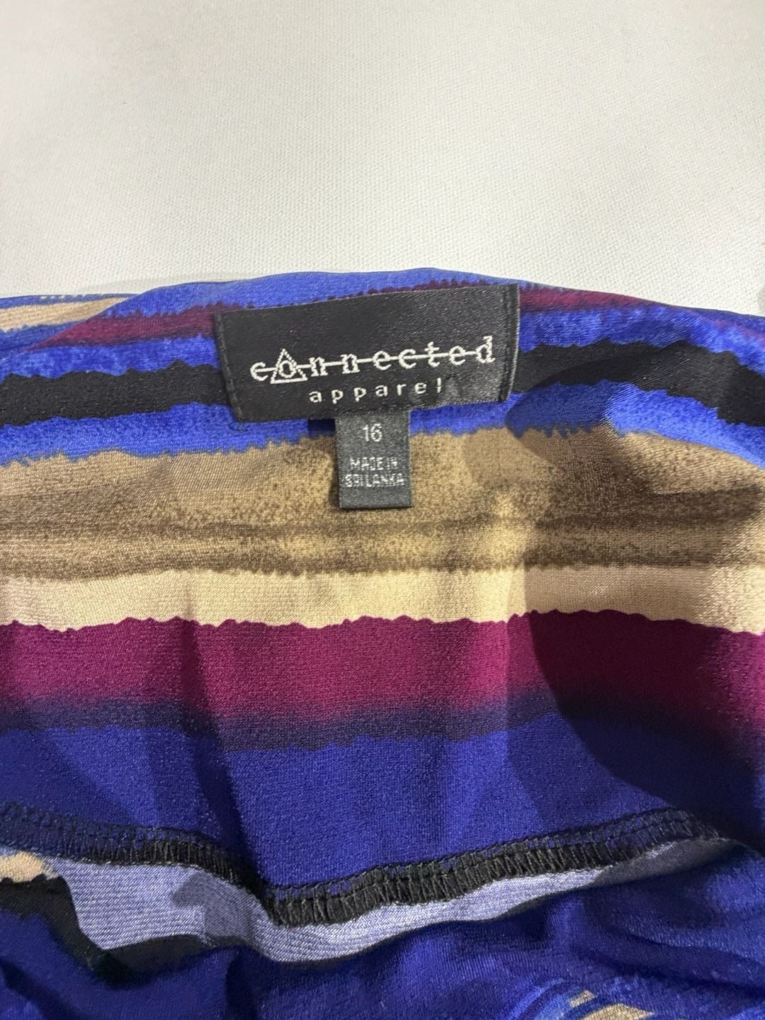 Connected Apparel Blue Striped Tiered Short Sleeve Dress Size 16 4