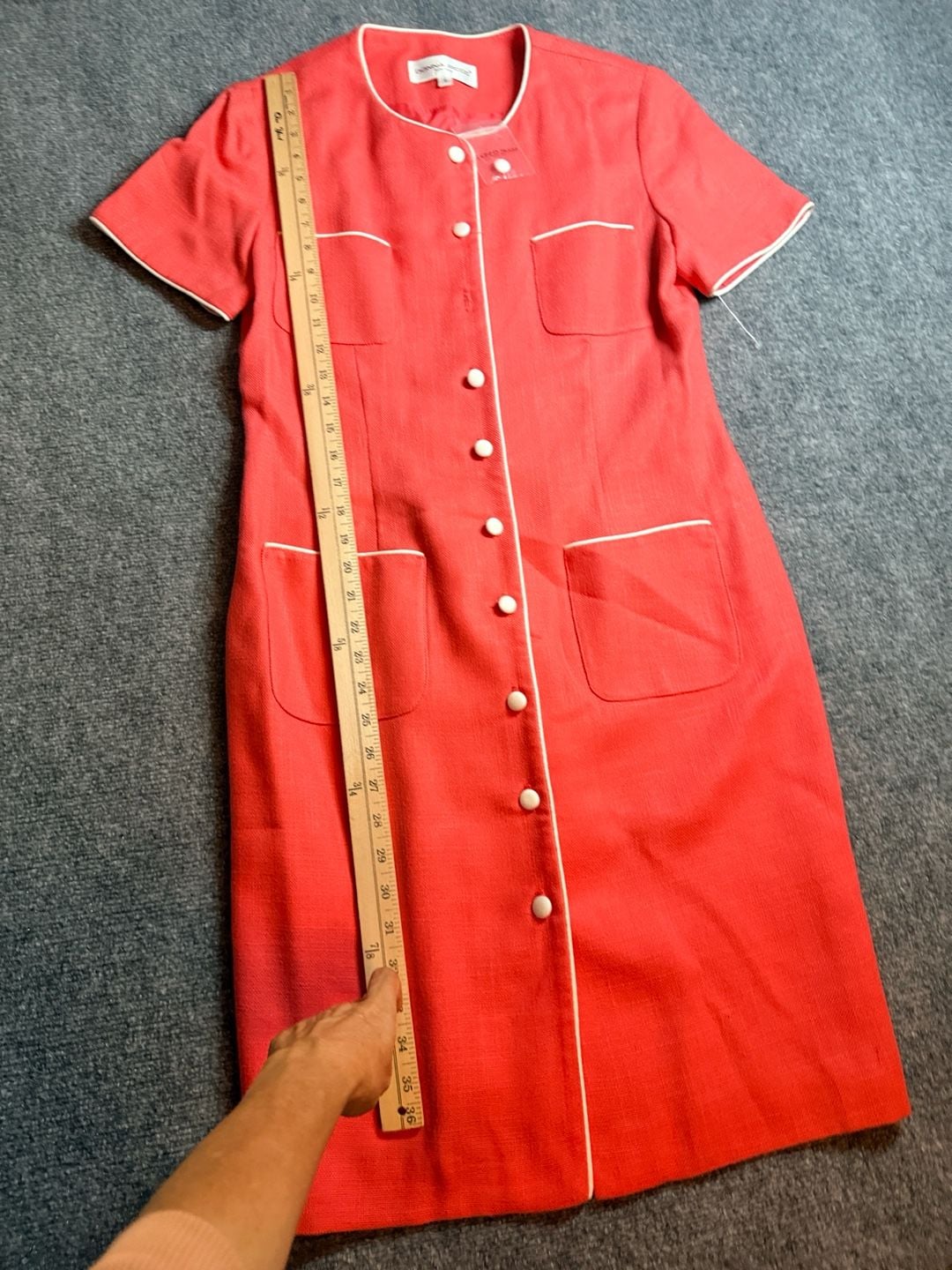 Donna Ricco New Vintage Coral Pink White Button 5