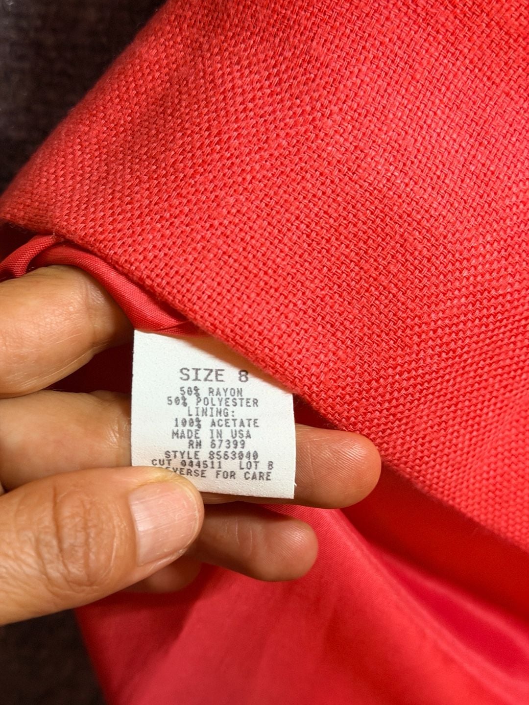 Donna Ricco New Vintage Coral Pink White Button 9