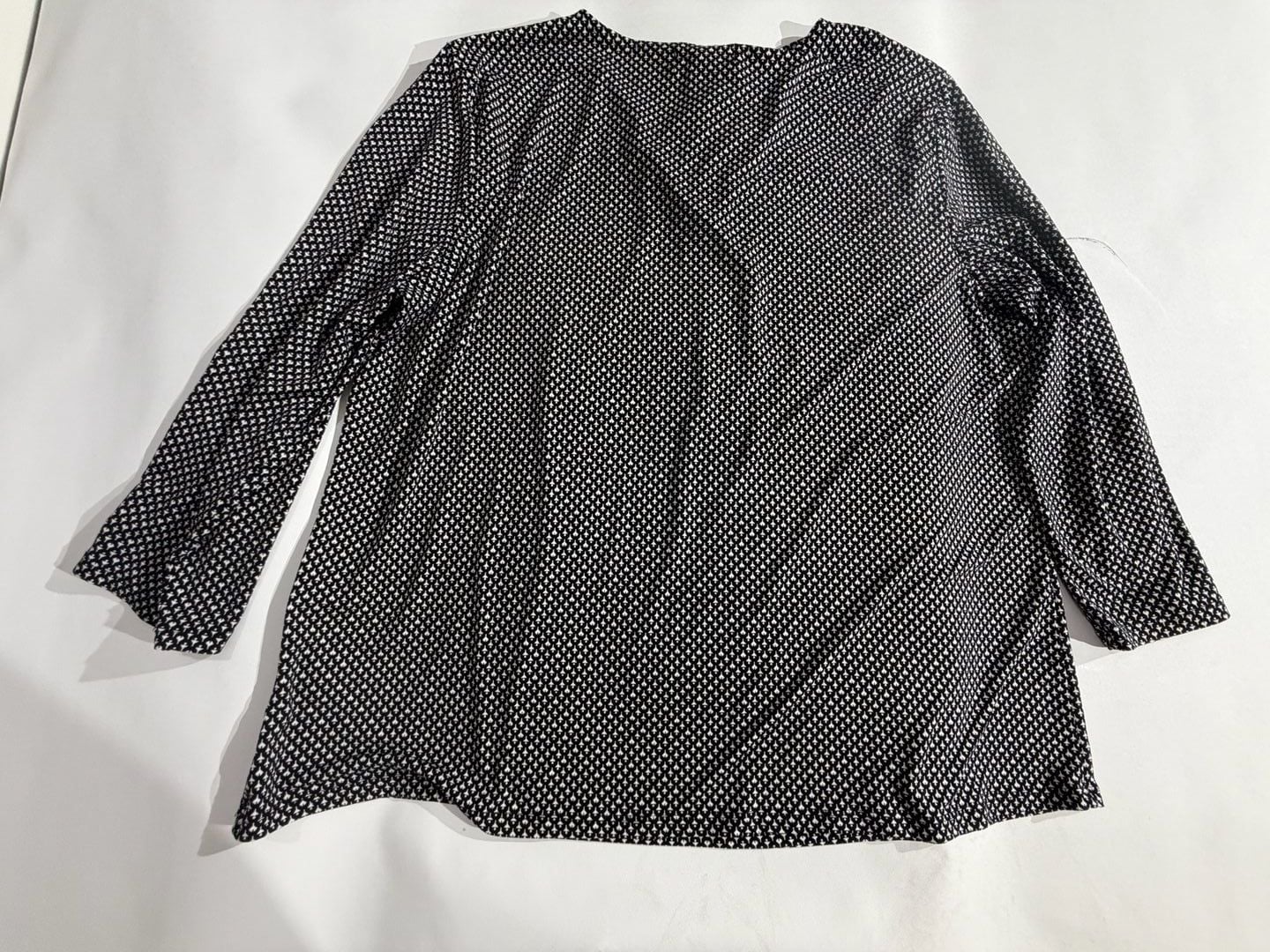 Liz Claiborne Career Black White Geometric 3/4 Sleeve Top XL 7