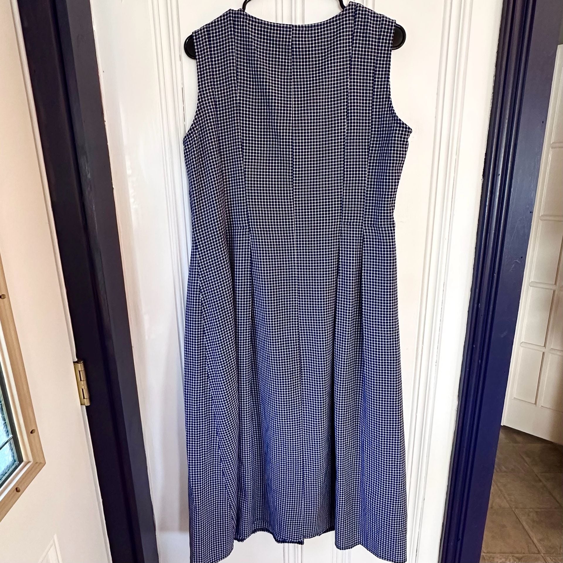 Vintage Kathie Lee Sleeveless Gingham Midi Dress, Size 10 Blue & White 4