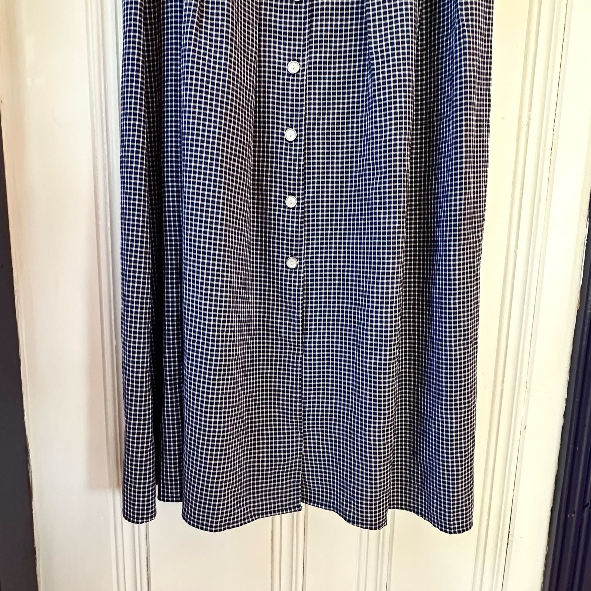 Vintage Kathie Lee Sleeveless Gingham Midi Dress, Size 10 Blue & White 6
