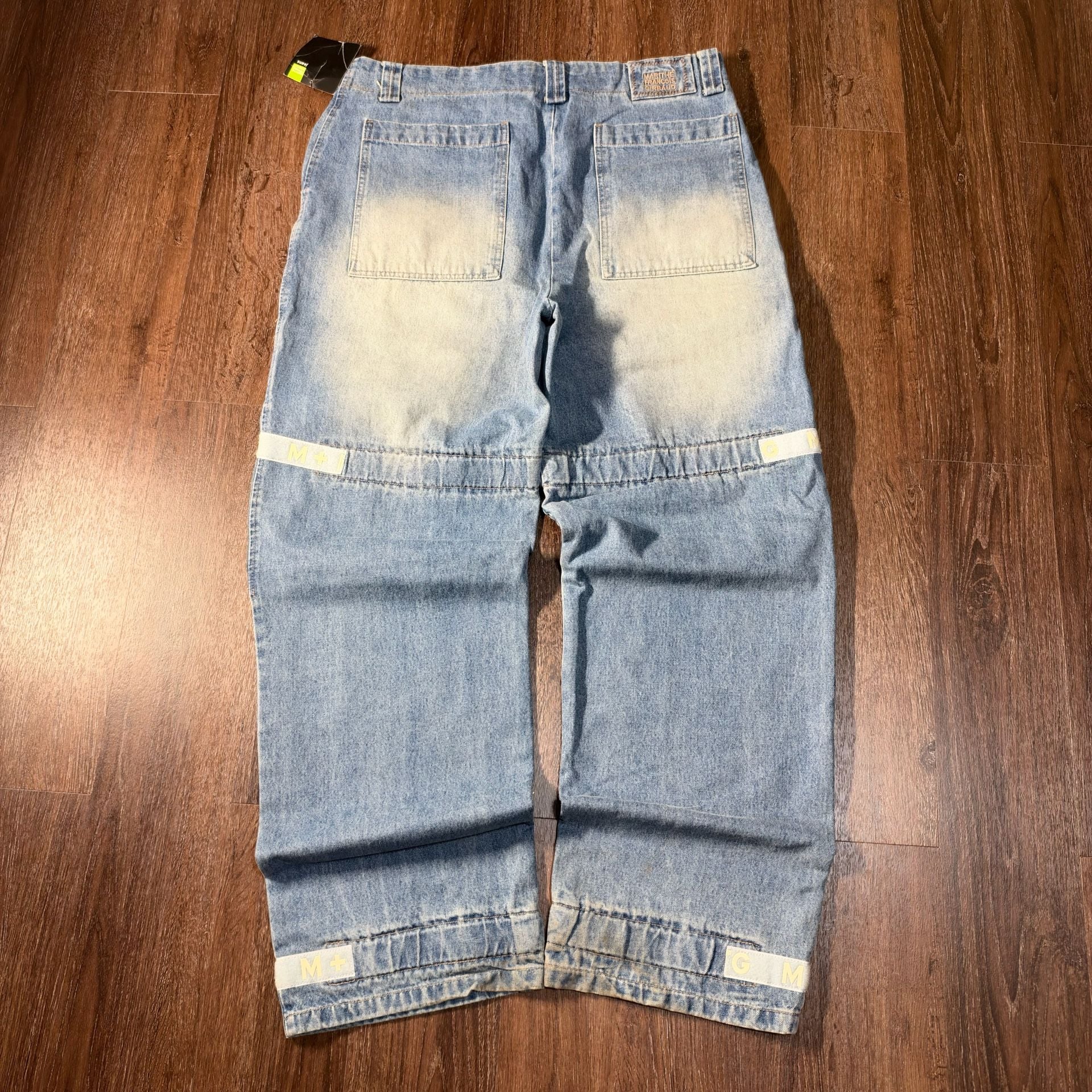 Vintage MARITHE FRANCOIS GIRBAUD Shuttle Strap Jeans Blue Baggy Wide Leg 8