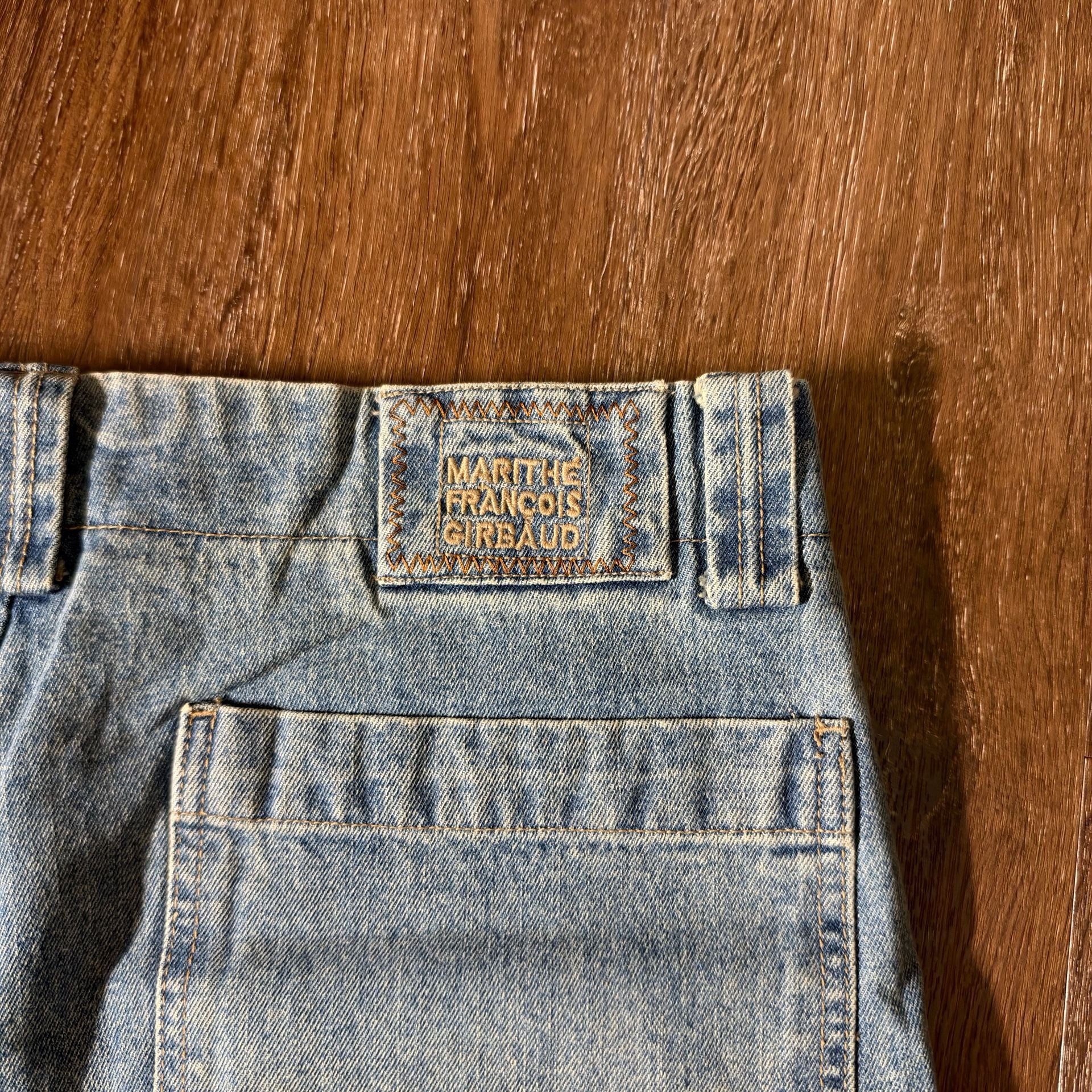 Vintage MARITHE FRANCOIS GIRBAUD Shuttle Strap Jeans Blue Baggy Wide Leg 9
