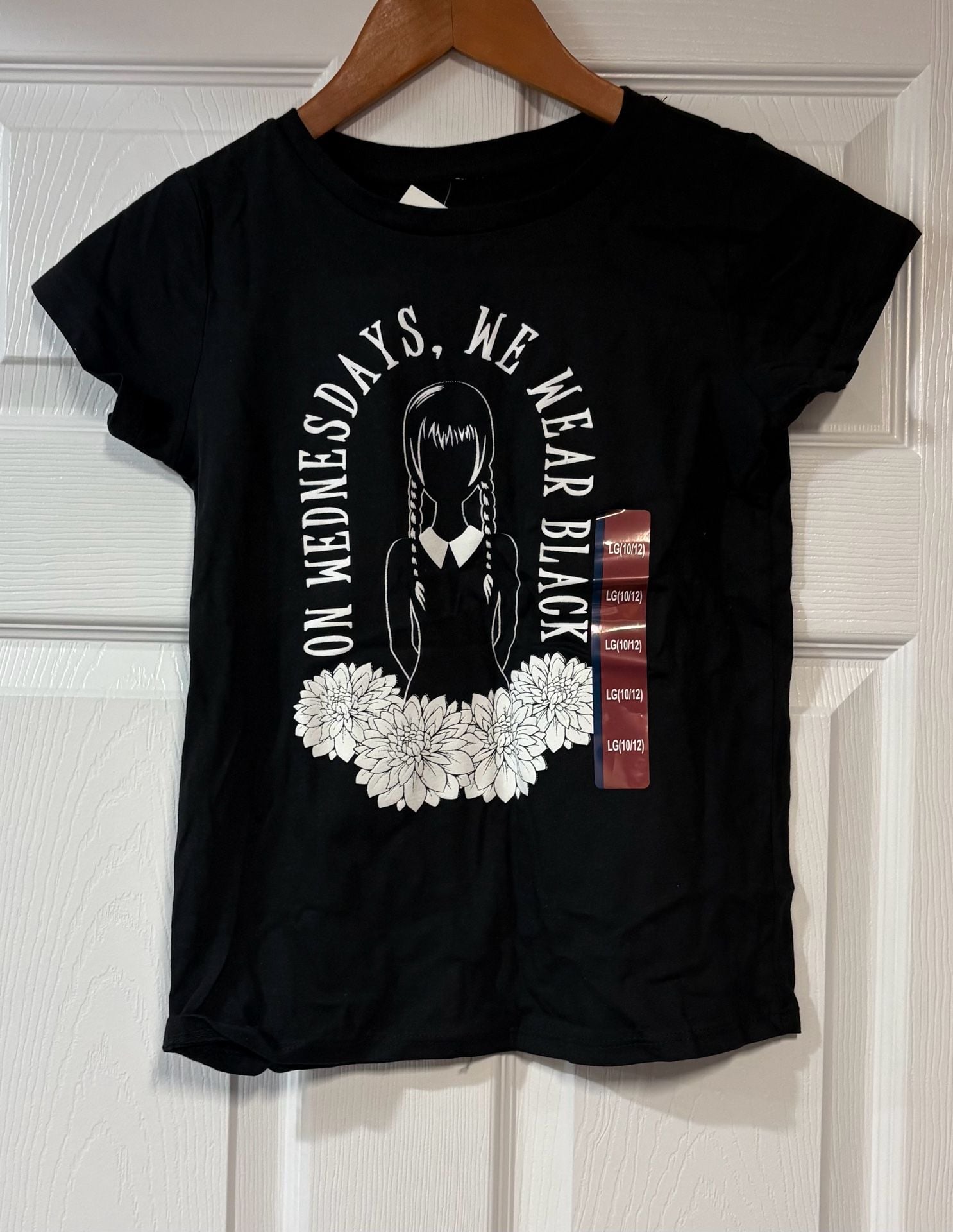 Wednesday Addams On Wednesdays We Wear Black T-Shirt Size LG (10/12) 2
