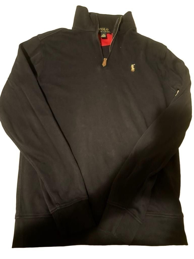 Polo Ralph Lauren Quarter Zip Sweatshirt Size L 14-16 kids Black 2