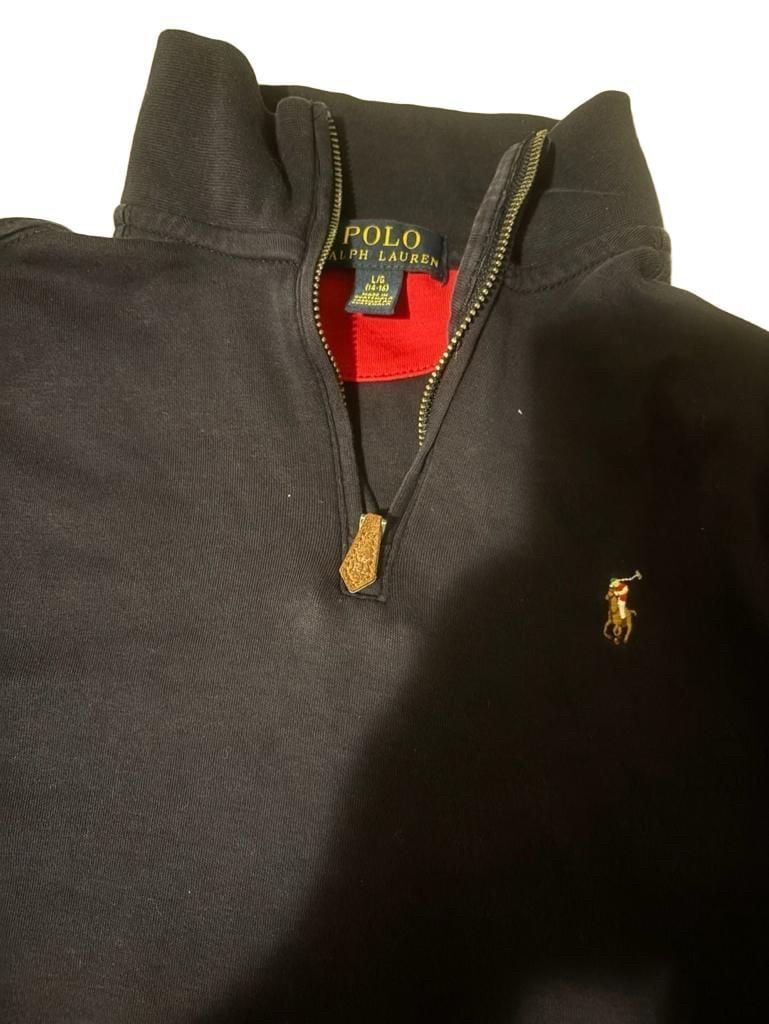 Polo Ralph Lauren Quarter Zip Sweatshirt Size L 14-16 kids Black 3