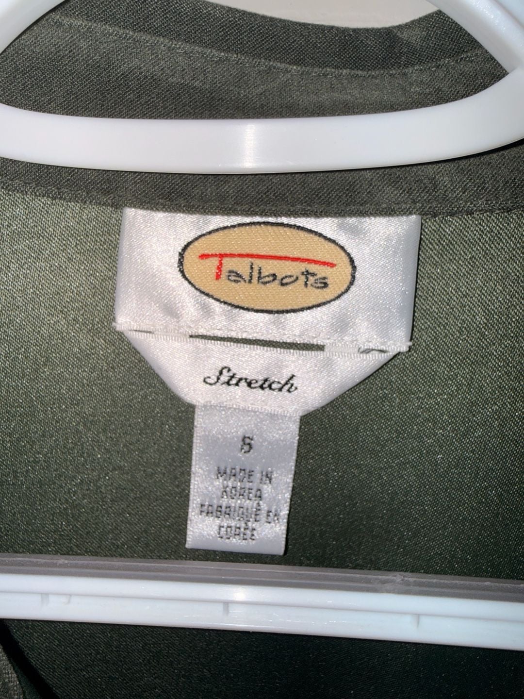Talbots Button Down Shirt Size 6 Green Suede Stretch Long Sleeve 3