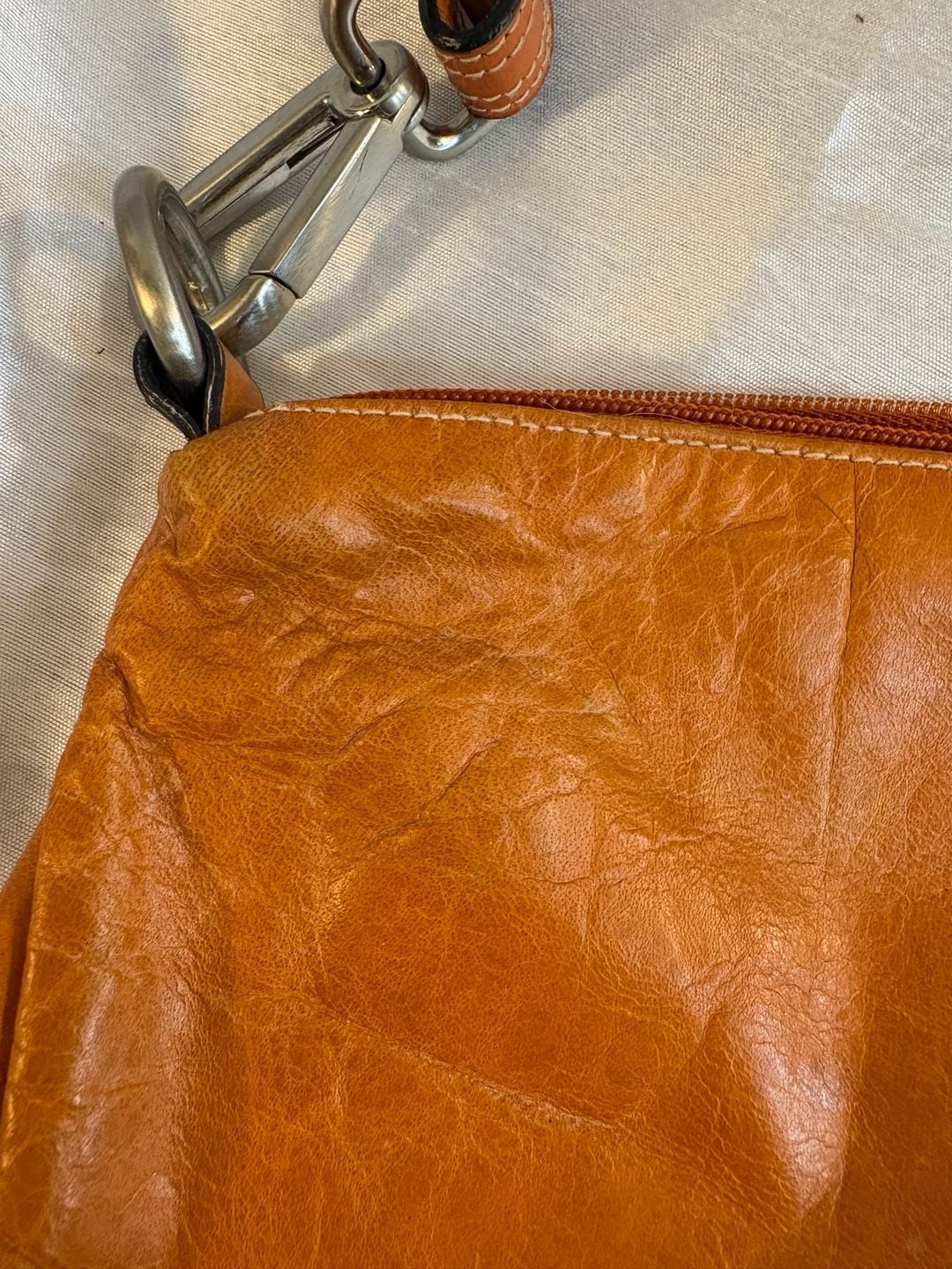 Orange Leather Shoulder Bag 6