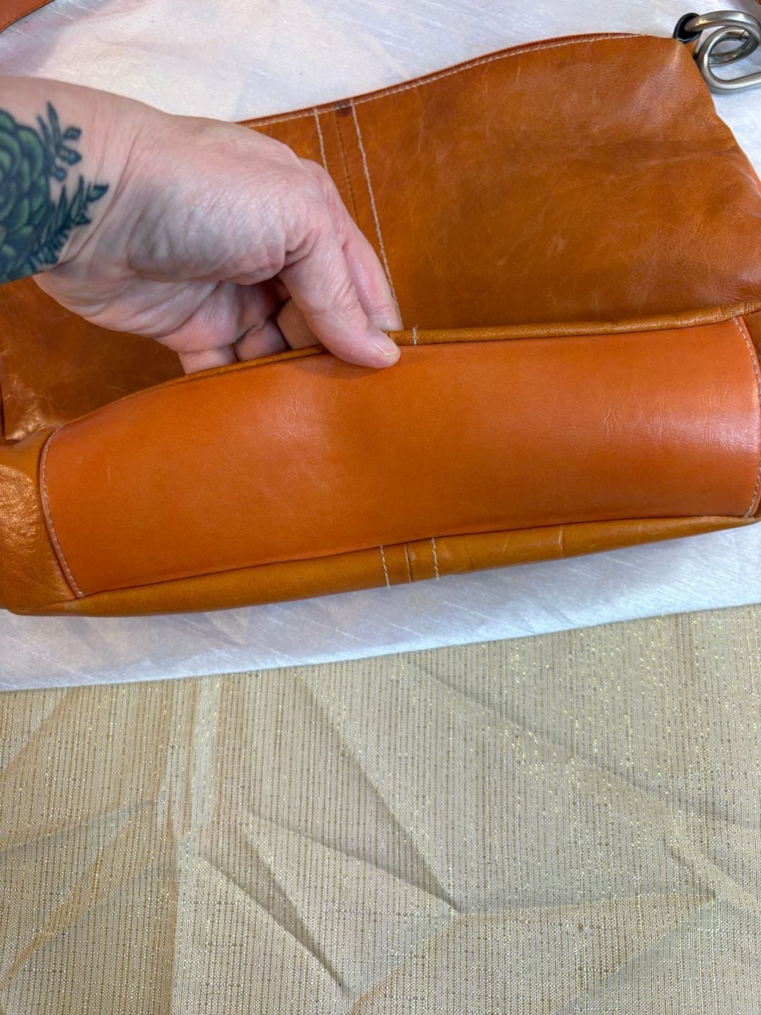 Orange Leather Shoulder Bag 7