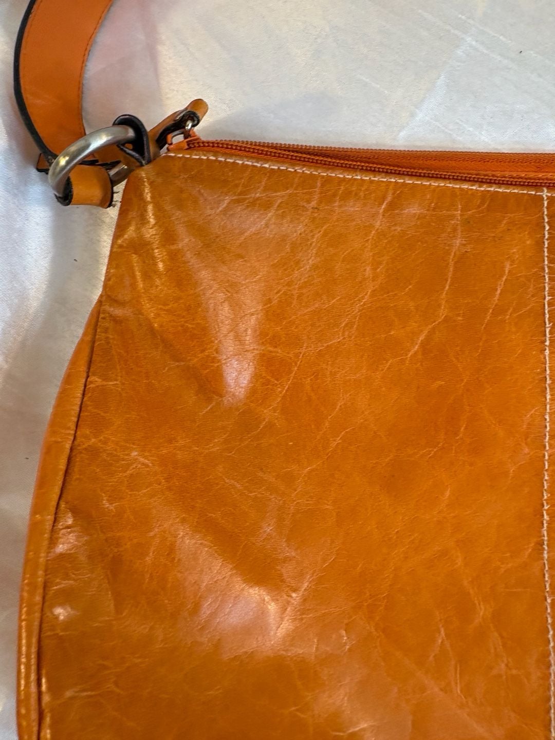 Orange Leather Shoulder Bag 8