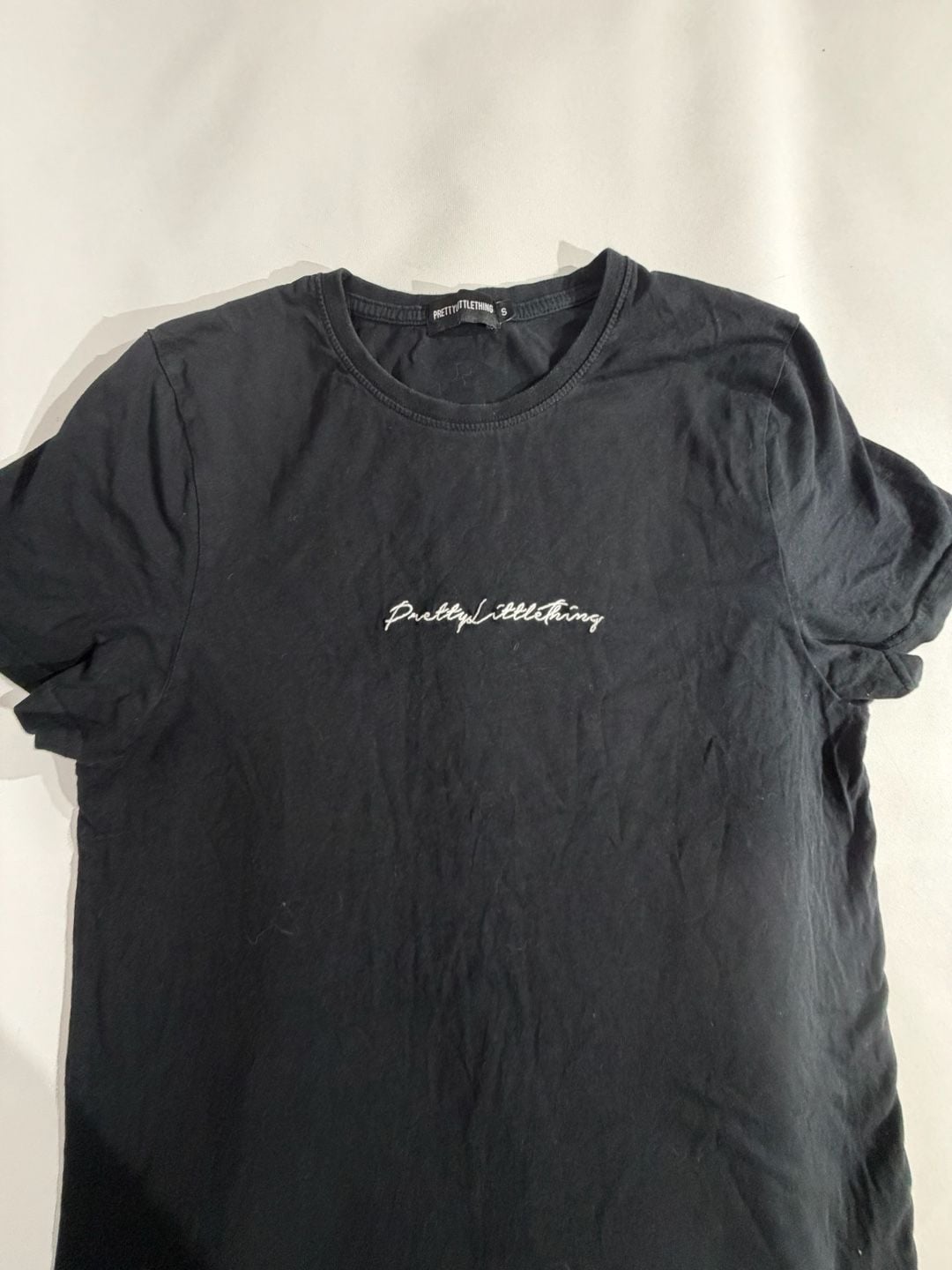PrettyLittleThing Black Script Logo Short Sleeve T-Shirt Size S 3
