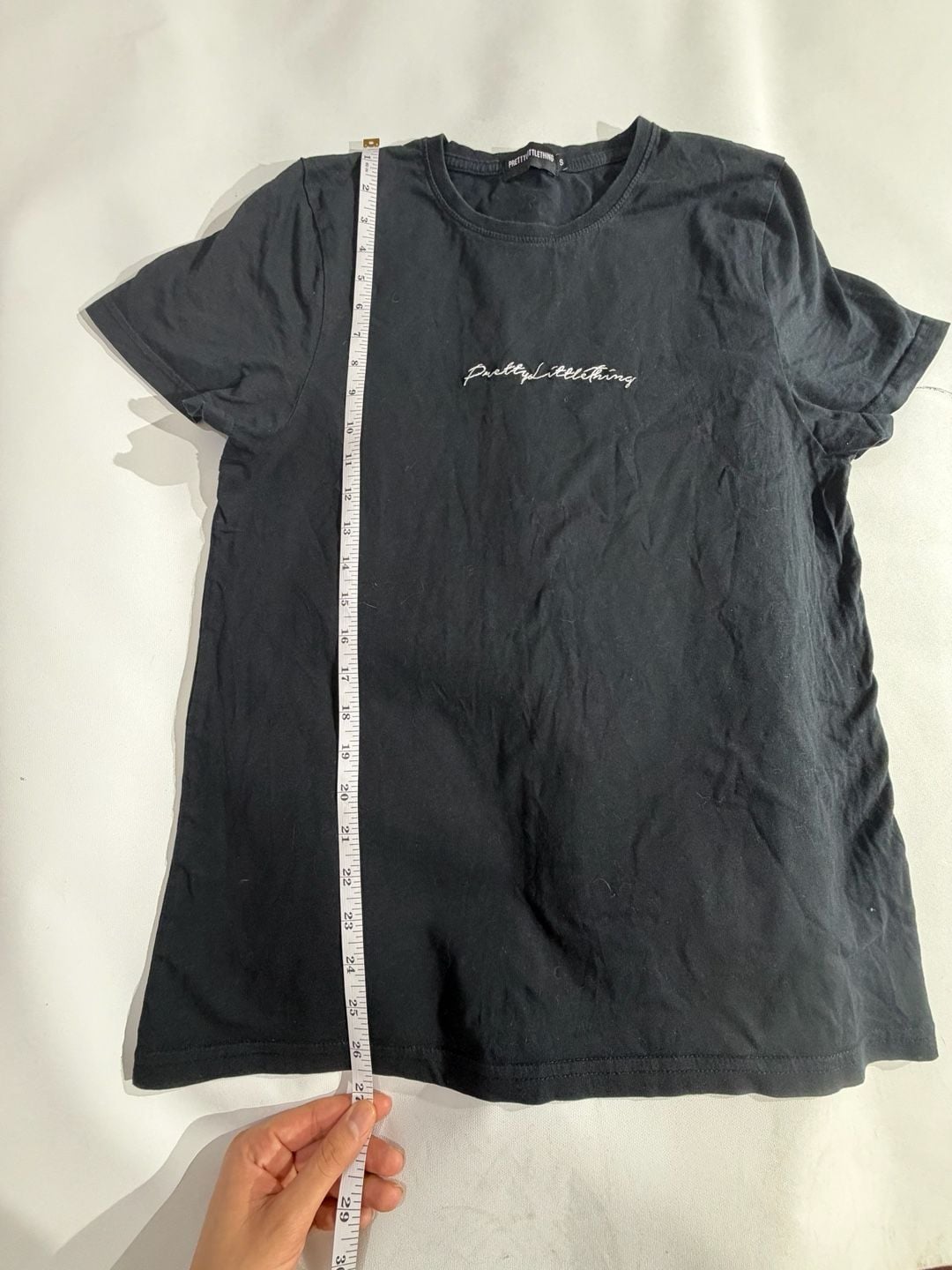 PrettyLittleThing Black Script Logo Short Sleeve T-Shirt Size S 5