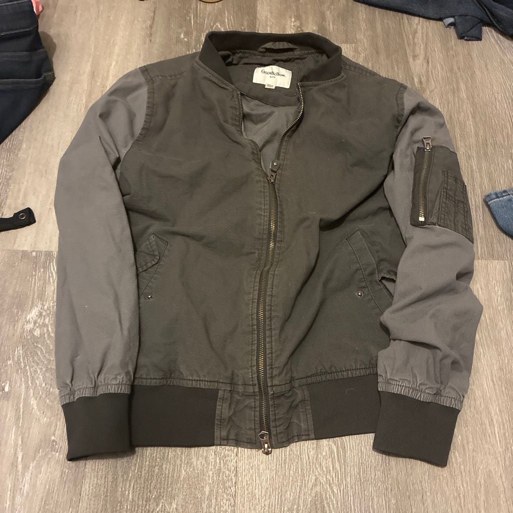 Goodfellow & Co Bomber Jacket Size M Gray Full Zip Cotton 2