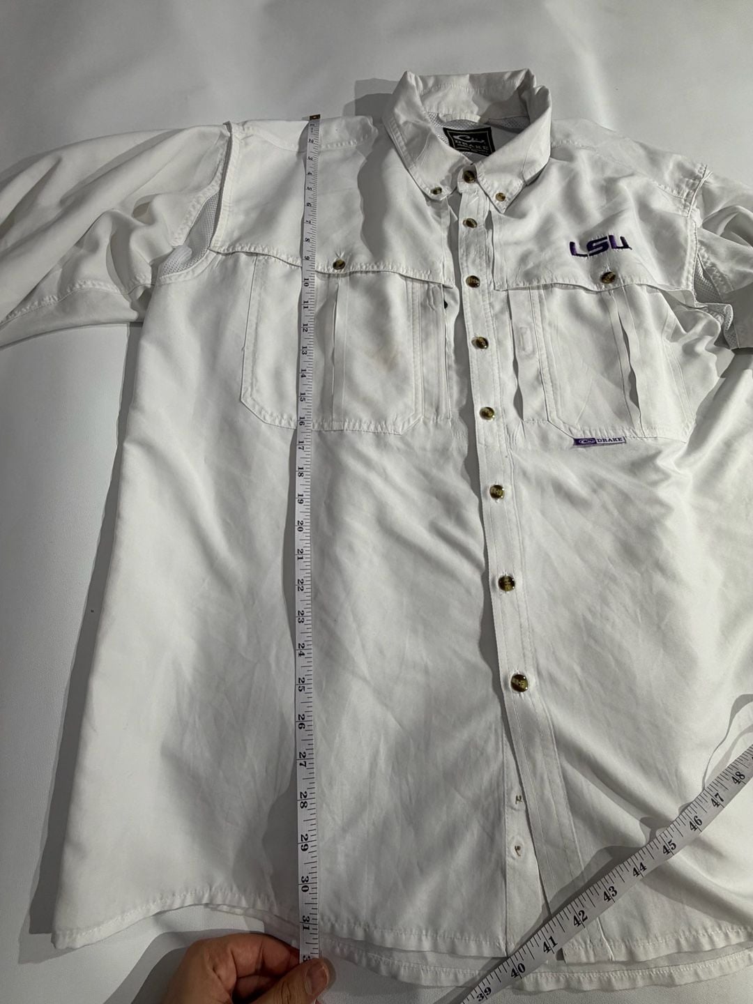 Drake Clothing Co LSU Tigers White Fishing Shirt Mens Size XL 6