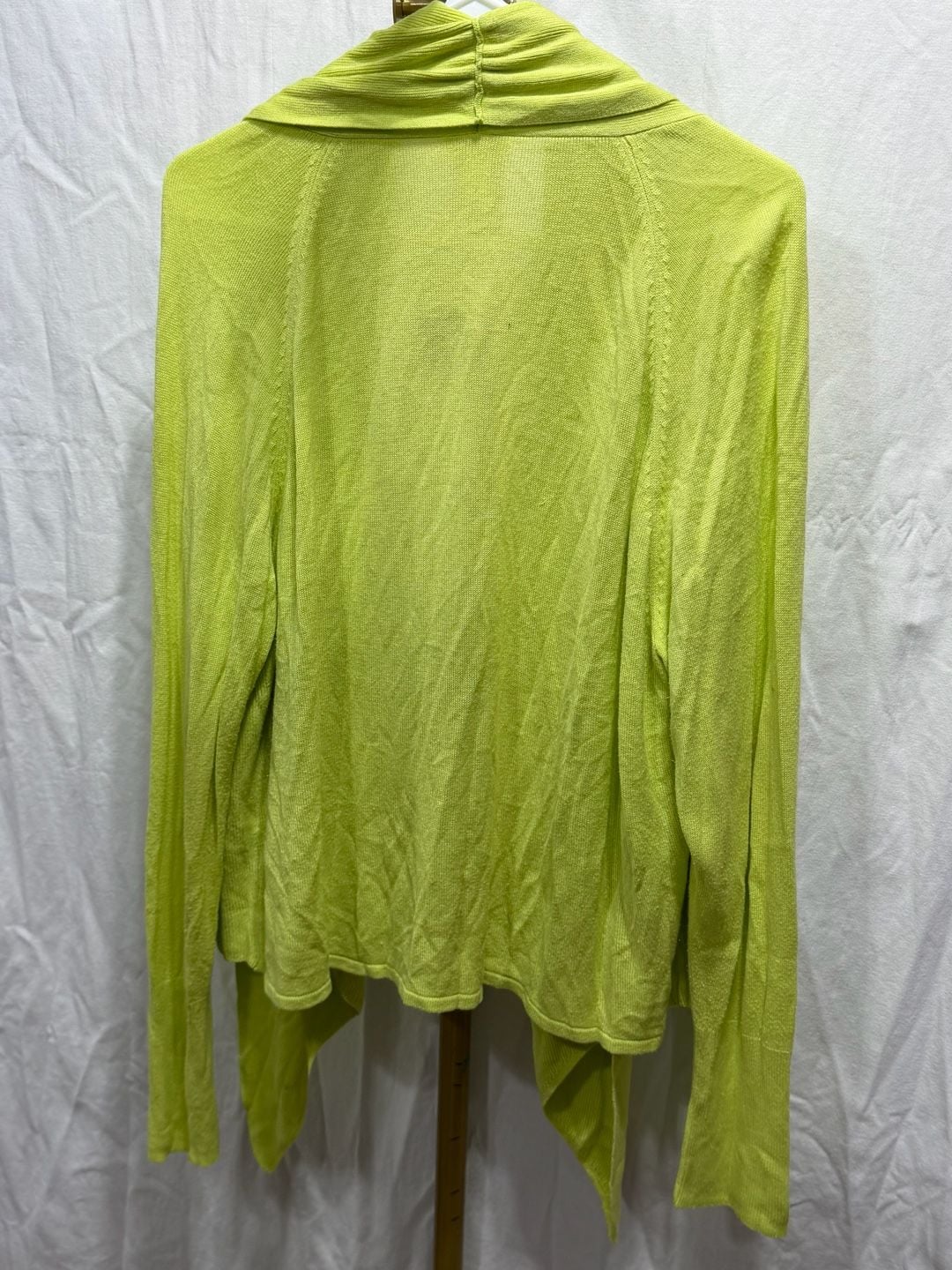 Chico's Cardigan Size 3 Green Open Front Draped Rayon 7