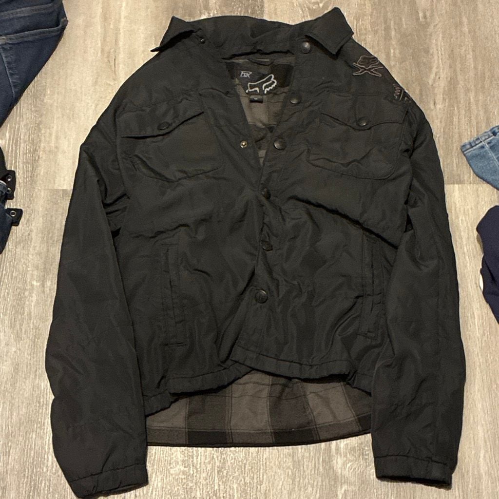 Fox Racing Jacket Size M Black Flannel Lined Snap Up 6