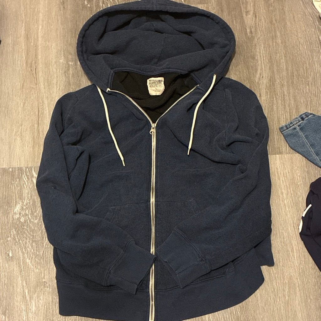 Mossimo Supply Co. Zip Up Hoodie Size L Blue Athletic Fit 2