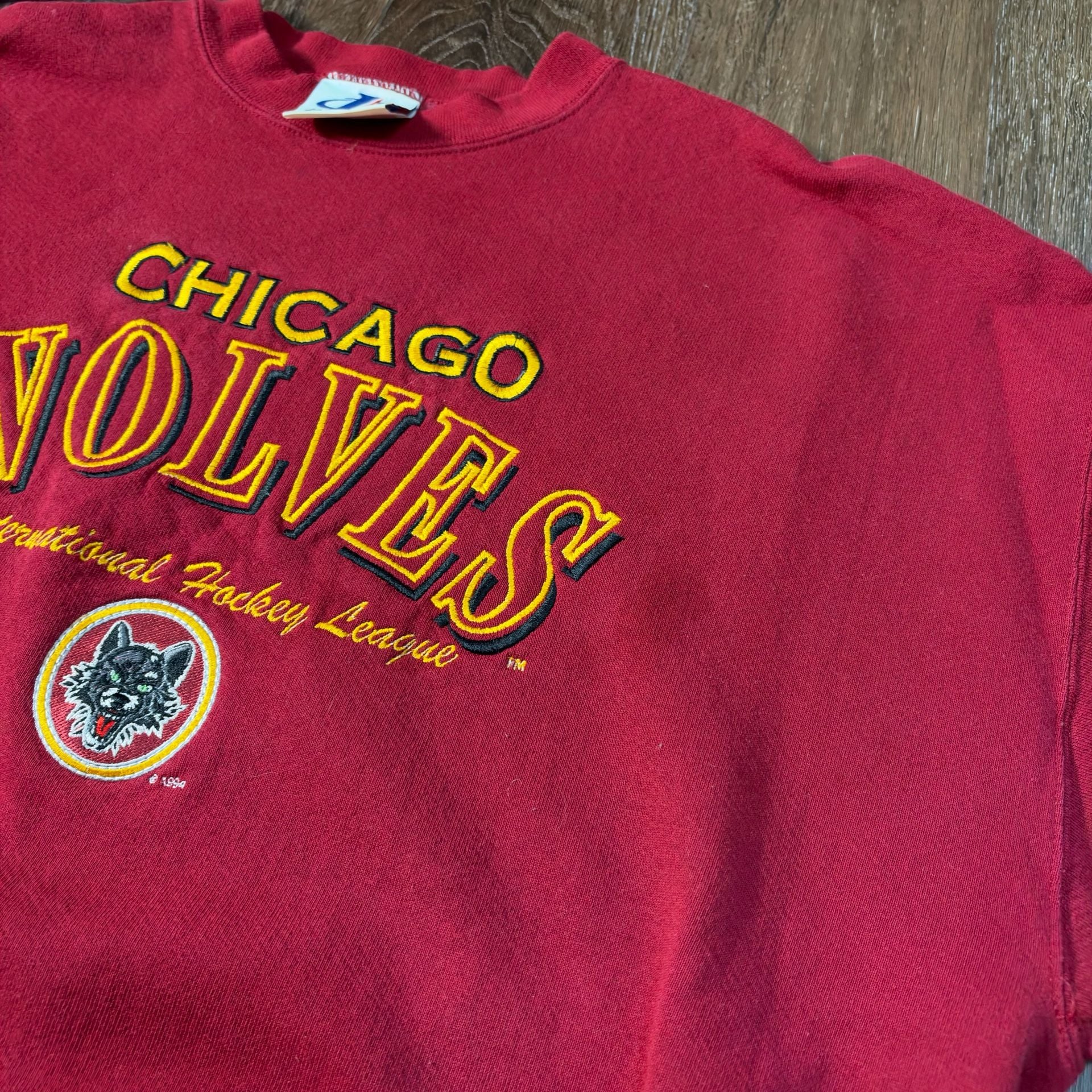 Logo Athletic Chicago Wolves Sweatshirt Vintage IHL Hockey Red Size L 2