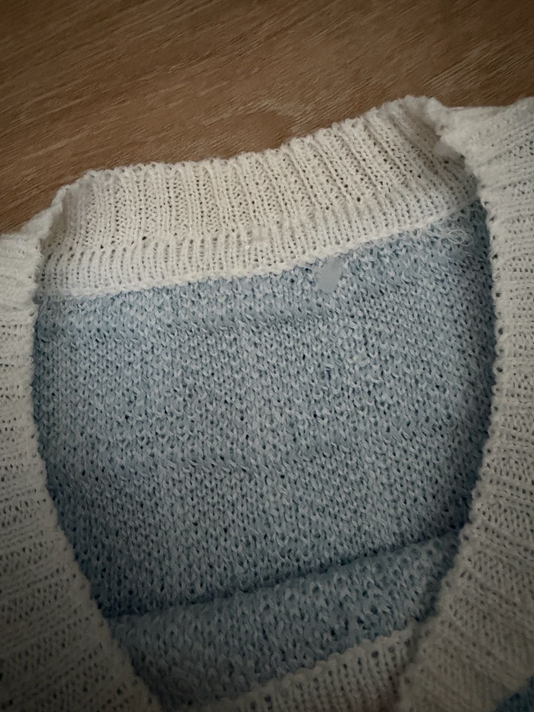 Inspired Knit Short Sleeve Sweater Blue White CC Logo 4