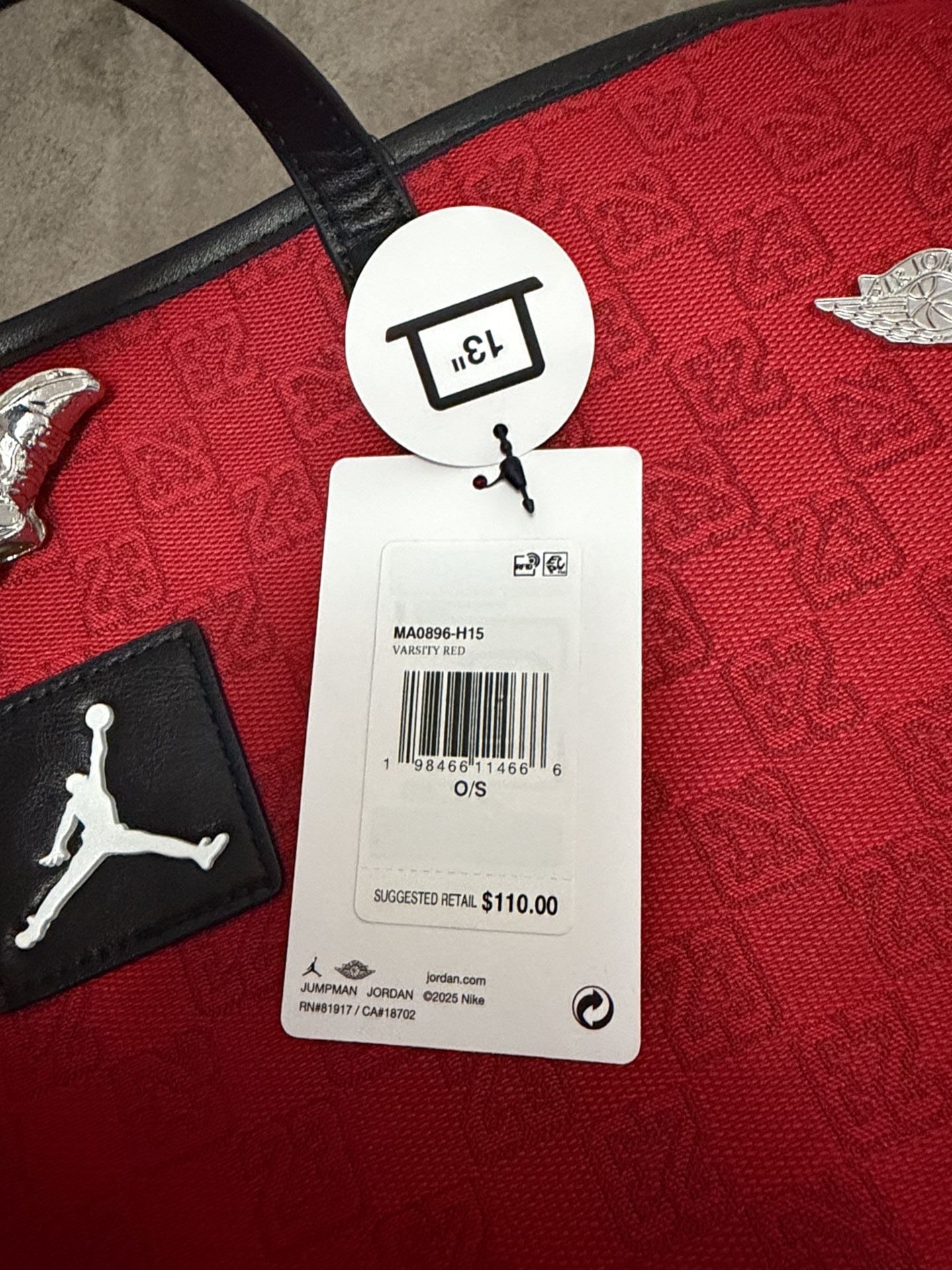 Jordan Monogram Pin Tote Bag - Red/Black 9