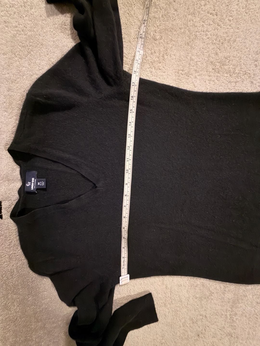 Lands' End Cashmere V-Neck Sweater Size M Black 100% Cashmere 5