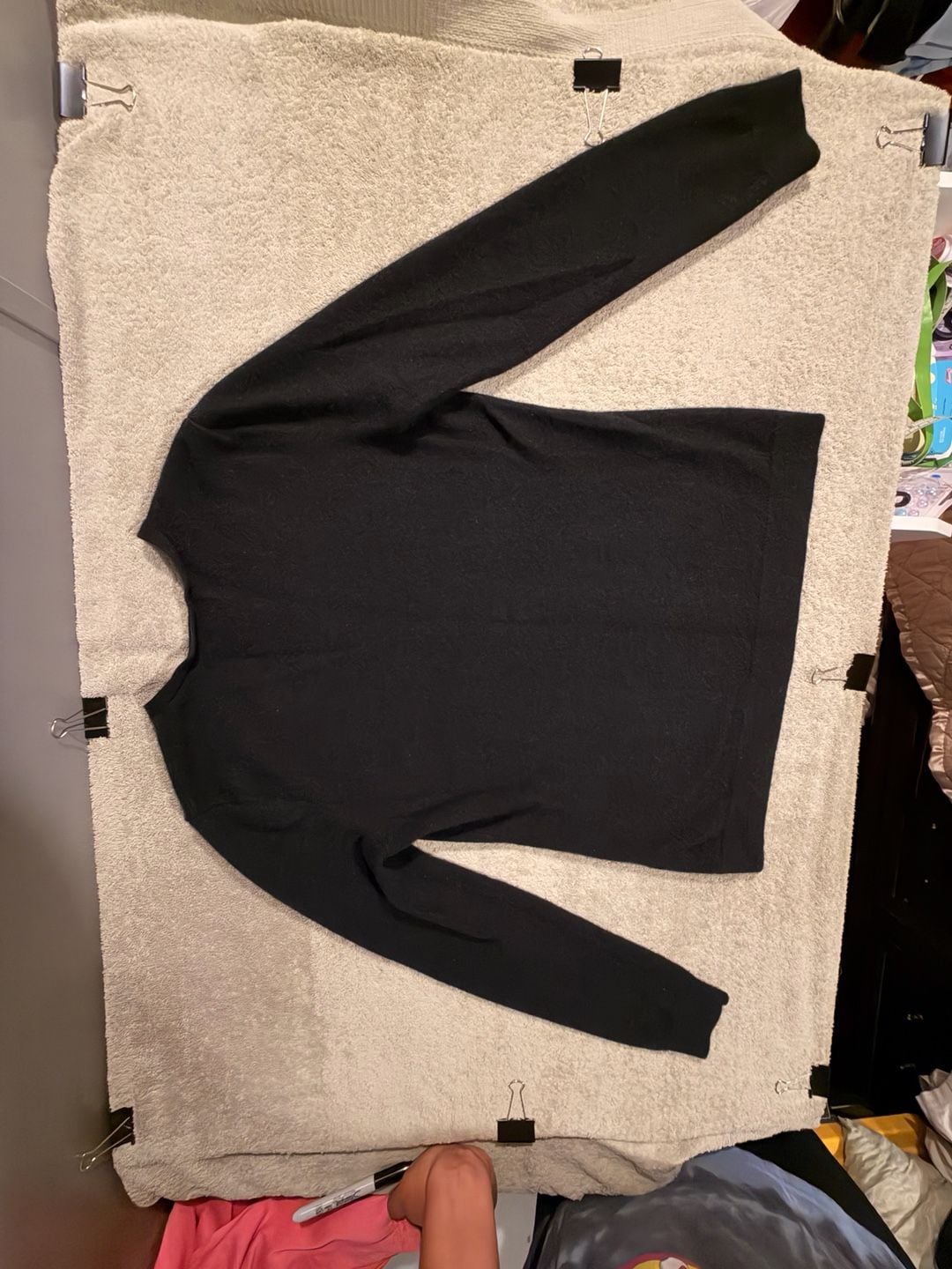 Lands' End Cashmere V-Neck Sweater Size M Black 100% Cashmere 7