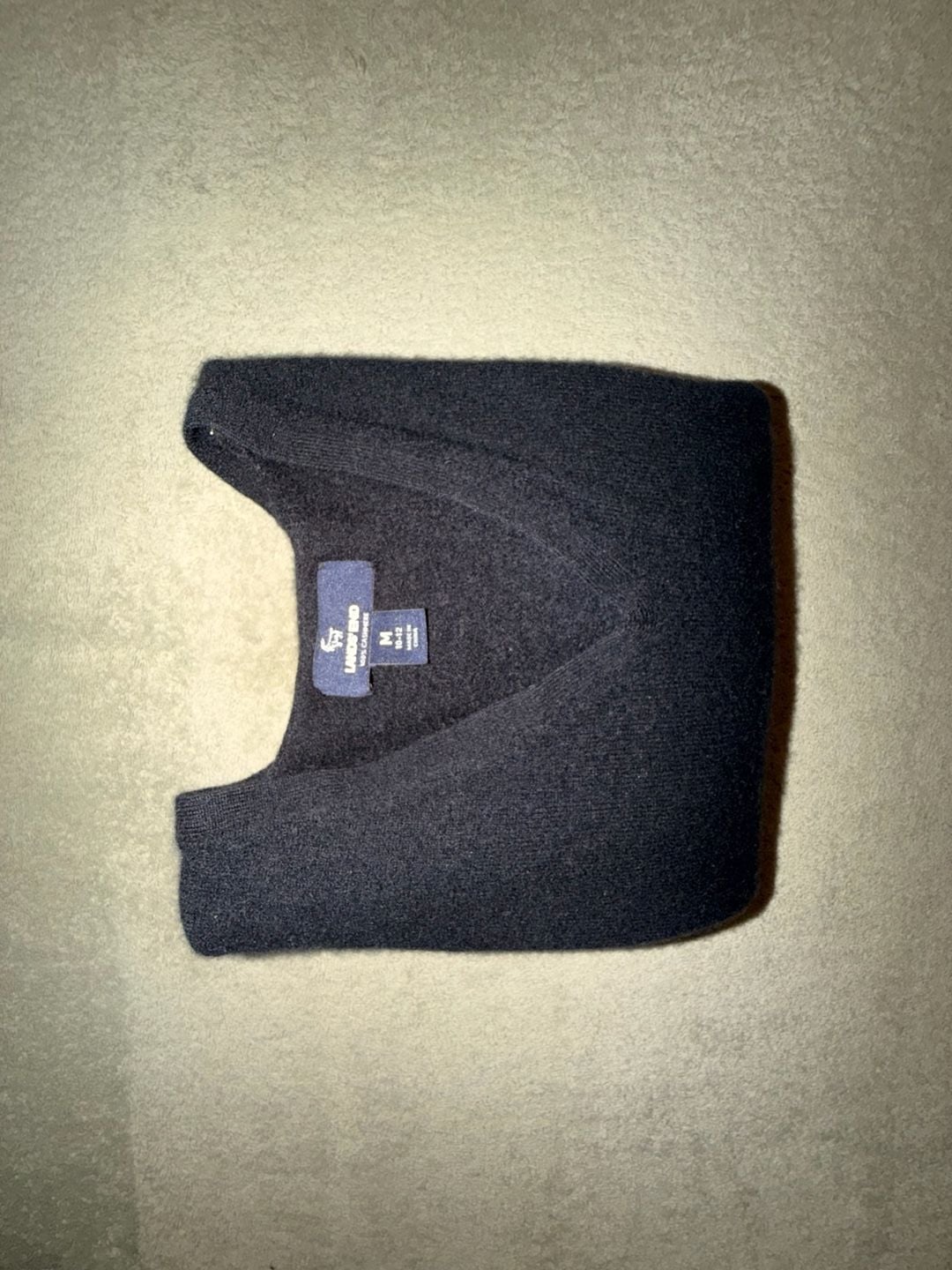 Lands' End Cashmere V-Neck Sweater Size M Black 100% Cashmere 8