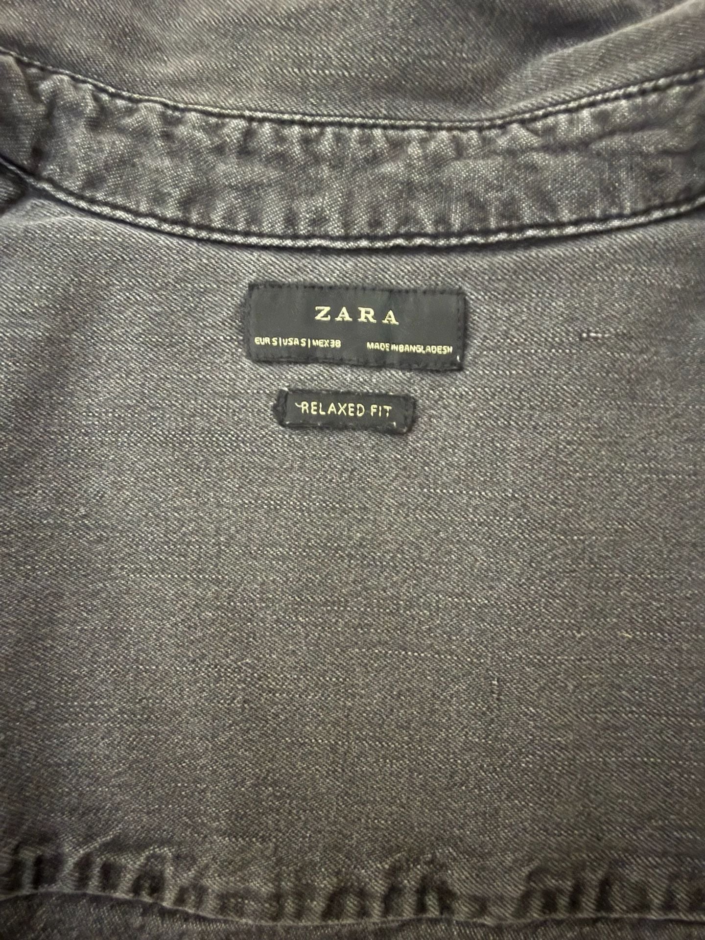 Zara Denim Shirt Black Relaxed Fit 4