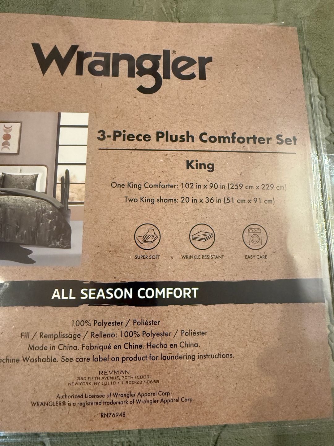Wrangler 3-Piece Plush Comforter Set King 5