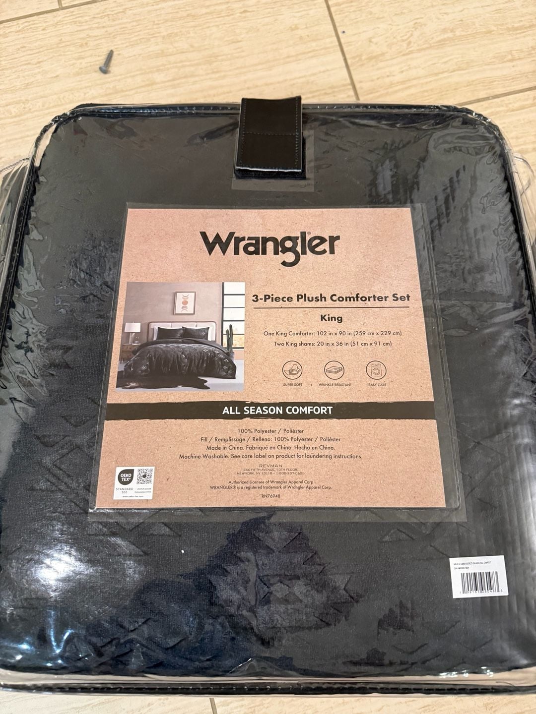 Wrangler 3-Piece Plush Comforter Set King Black 3