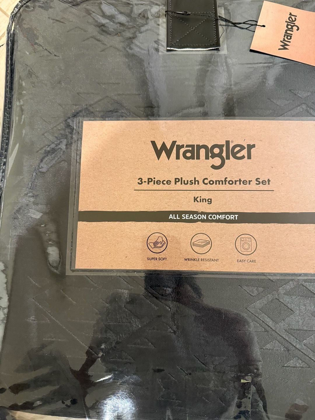 Wrangler 3-Piece Plush Comforter Set King Black 4