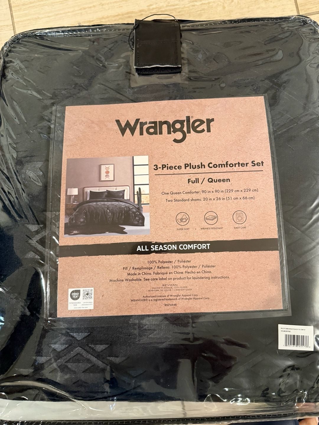 Wrangler 3-Piece Plush Comforter Set Full/Queen Black 2