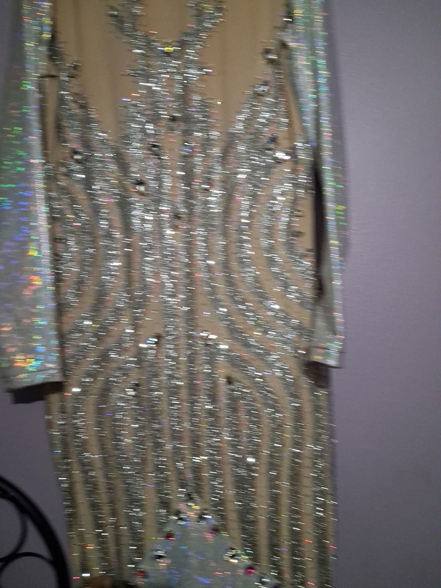 Long Sleeve Rhinestone Embellished Illusion Evening Gown 4