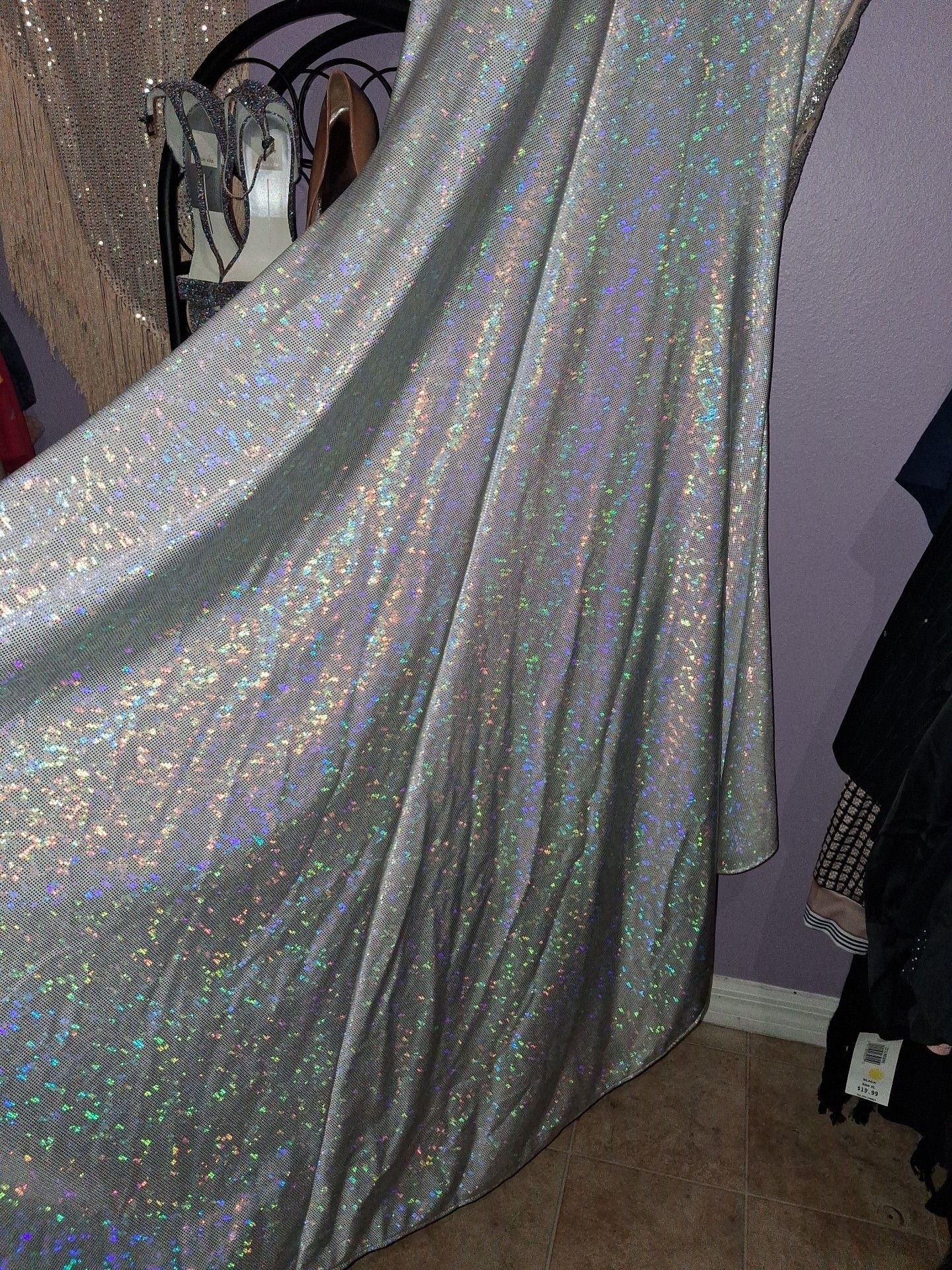 Long Sleeve Rhinestone Embellished Illusion Evening Gown 15